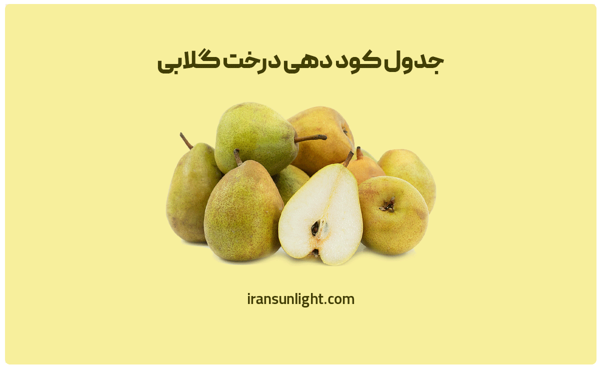 جدول کود دهی درخت گلابی