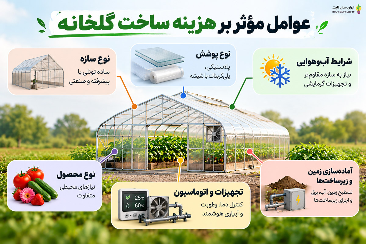 چه عواملی بر هزینه ساخت گلخانه تأثیر می‌گذارند؟